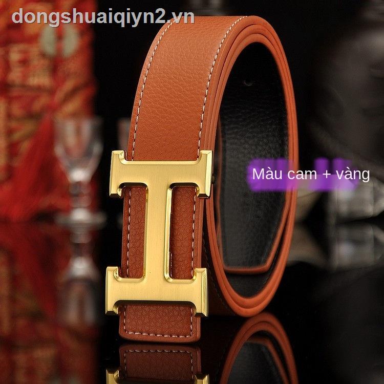 Thắt lưng da bò phối khóa cài hình chữ H thời trang cho nam