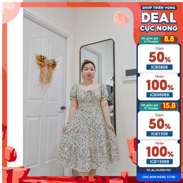 Đầm hoa nhí Bigsize bbd 50-75kg Hình thật Bụ Bẫm shop