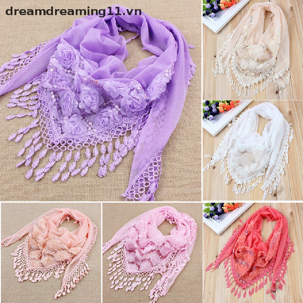 /5047vn11/ Khăn choàng cổ thêu họa tiết bằng lụa phối tua rua cho nữ
 | BigBuy360 - bigbuy360.vn