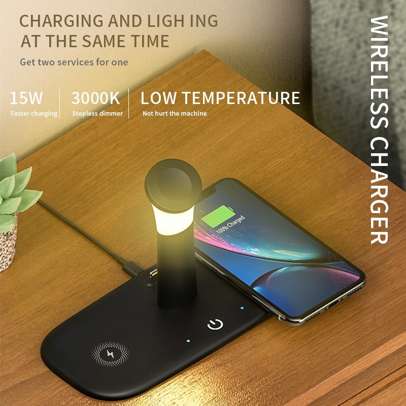 Đế sạc nhanh ko dây sử dụng 5 trong 1 tiện lợi cho IP11 X Xs Xr 8 táo Pro táo Watch 5 4 3 2 1