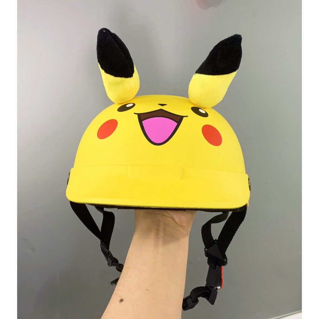 Mũ bảo hiểm nửa đầu PIKACHU có sừng + lưỡi trai