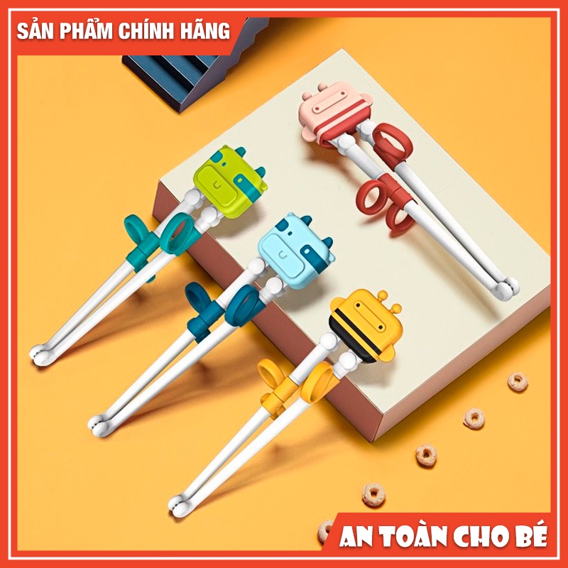 Đũa tập ăn xỏ ngón cho bé AMOBABY323 đũa ăn dặm tập gắp