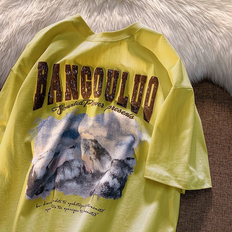 American retro 100% cotton short-sleeved T-shirt y2k sweet and spicy retro top summer trend loose lazy T-shirt YtIa