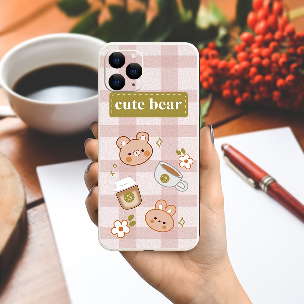 Ốp lưng cạnh vuông OPPO A1K/A5S/A74/A54/....viền bảo vệ camera hình Bear Cute