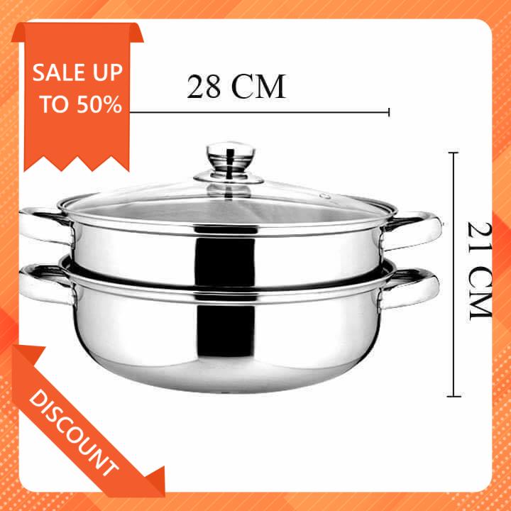 (Hoàn xu 50%)  NỒI HẤP INOX 2 TẦNG ĐƯỜNG KÍNH 28 CM