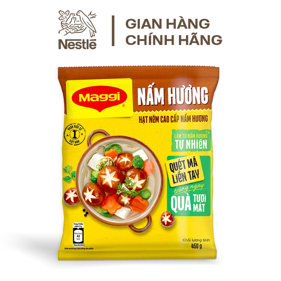 Combo Maggi 1 gói Hạt nêm vị Nấm Hương 450g + 1 Nước tương đậu nành thanh dịu 450ml + 1 Dầu Hào Nấm Hương 350g