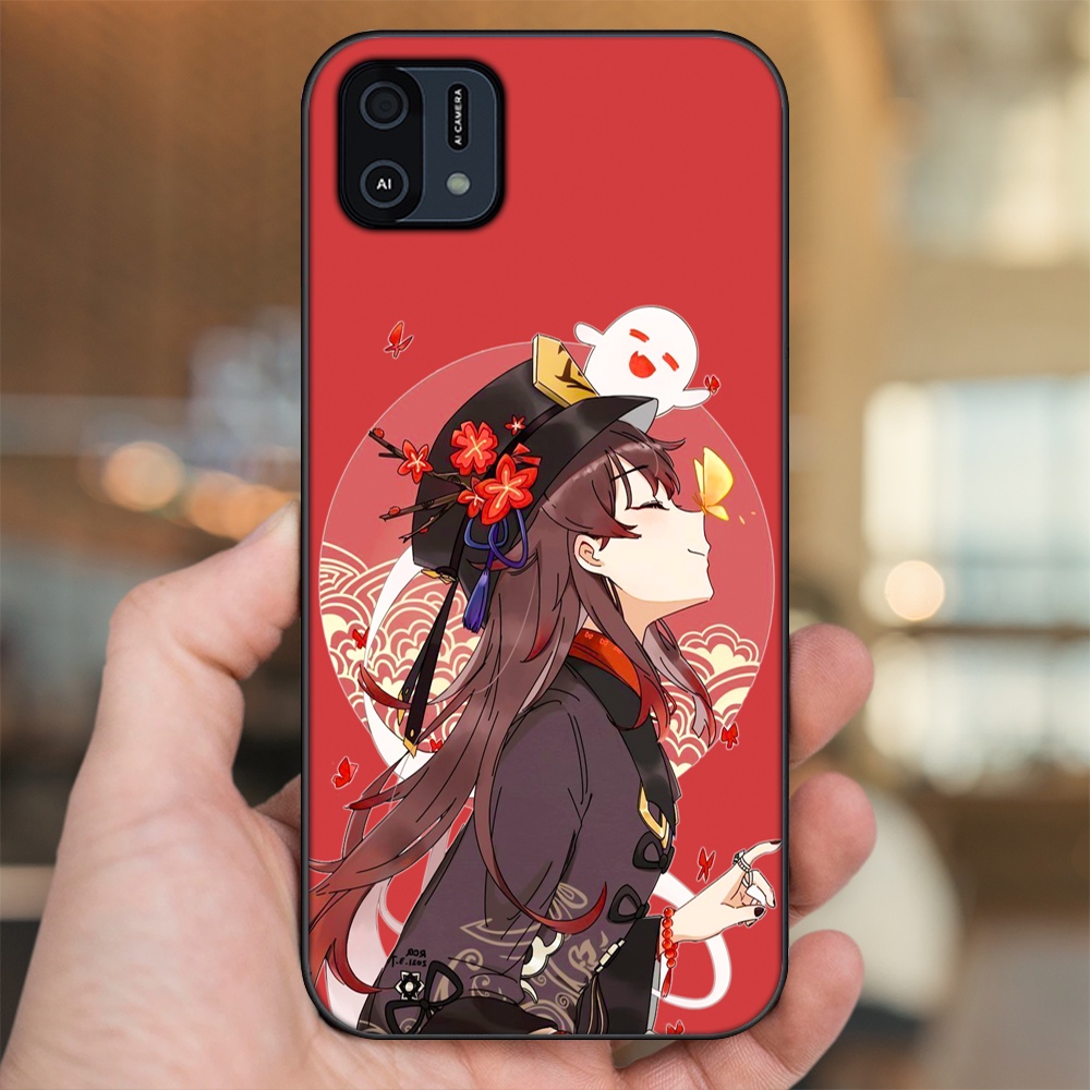 Ốp lưng Oppo A16K viền đen in hình Hutao Genshin Impact