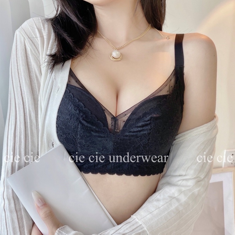 Áo lót ren nâng ngực tự nhiên, đệm vừa, không gọng thoải mái 905