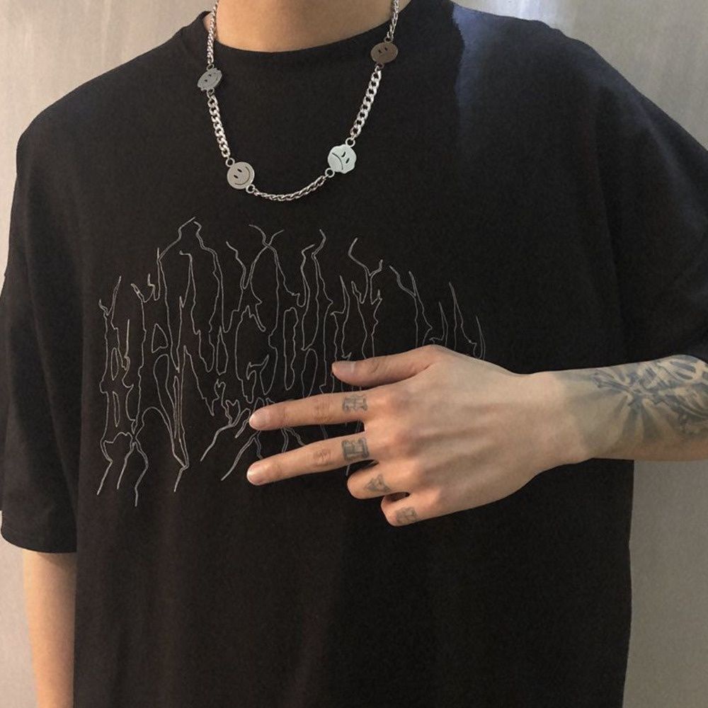 vòng cổ Thép Titan Mặt Cười Dễ Thương Phong Cách Hip Hop