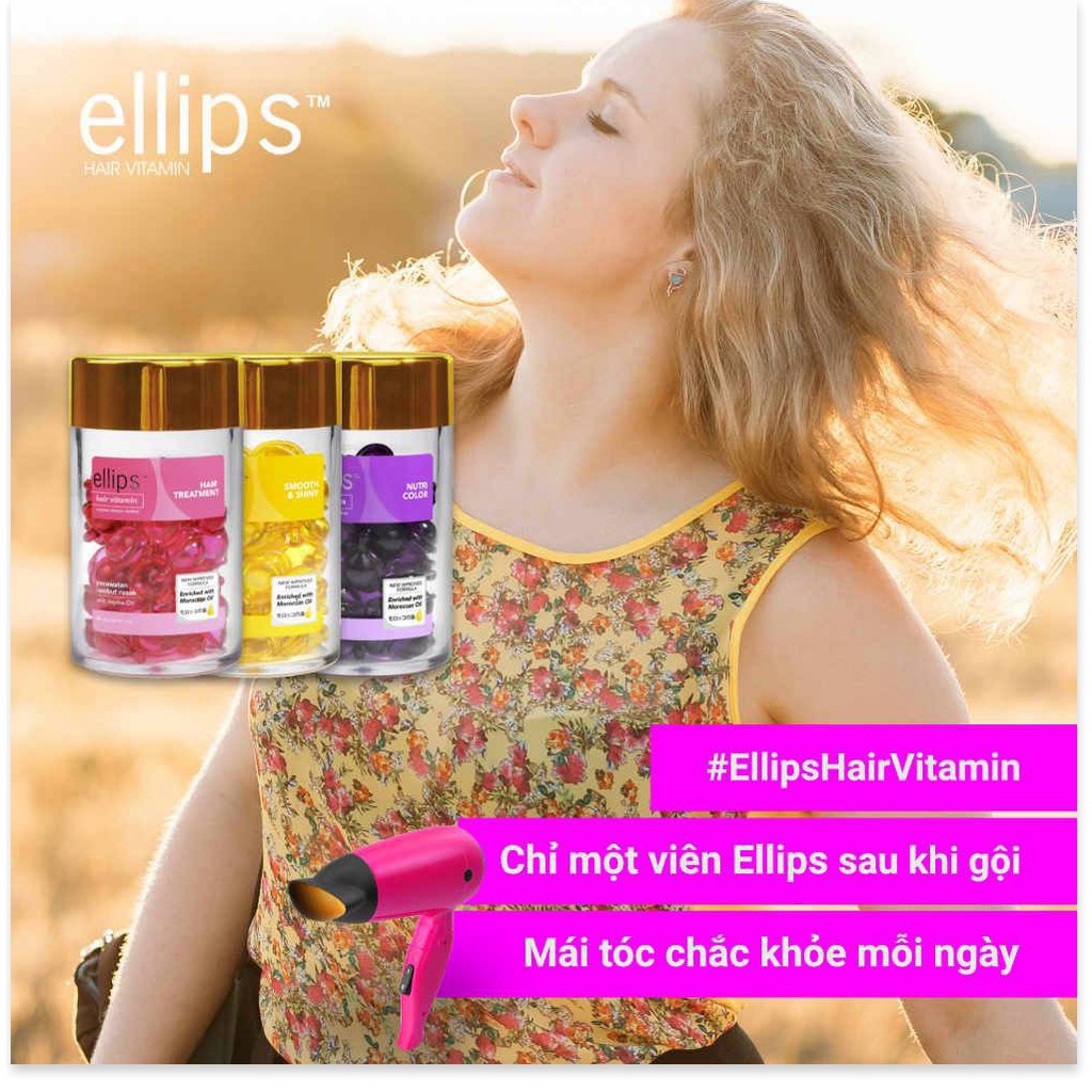 Viên dưỡng tóc Ellips dầu cá ellips phục hồi dành cho tóc nhuộm 1ml  6 viên