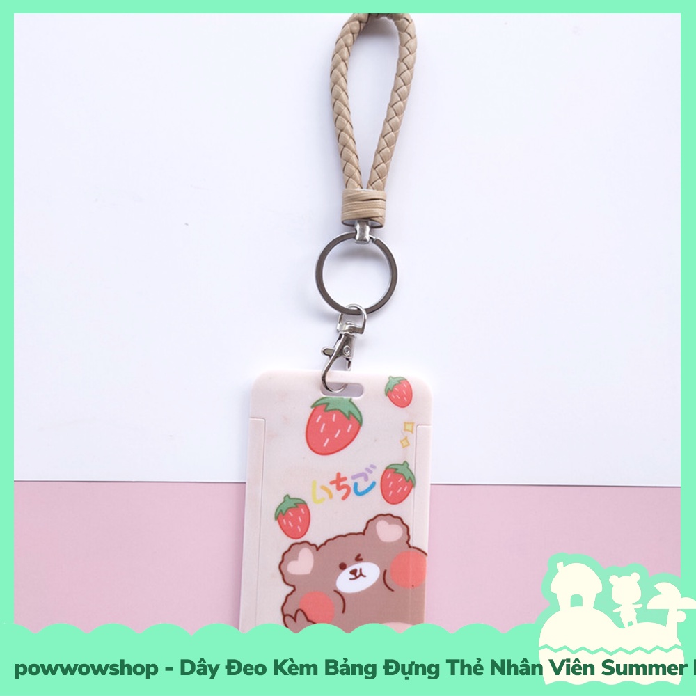 [Sẵn VN - Hỏa Tốc] Dây Đeo Thẻ Bao Thẻ Nhân Viên Nhựa PVC Summer Pompon Bear