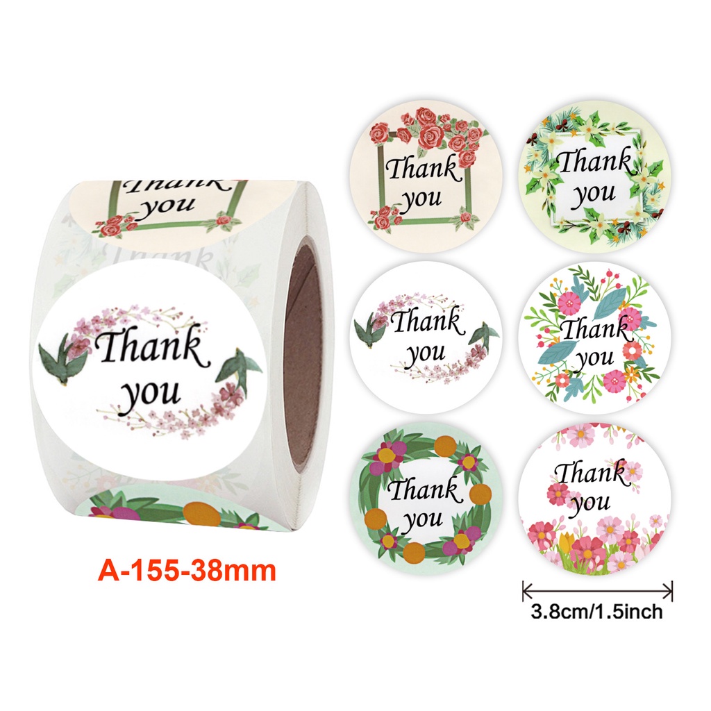 Cuộn 500 tem cảm ơn kích thước 3,8cm có keo tự dính siêu xinh