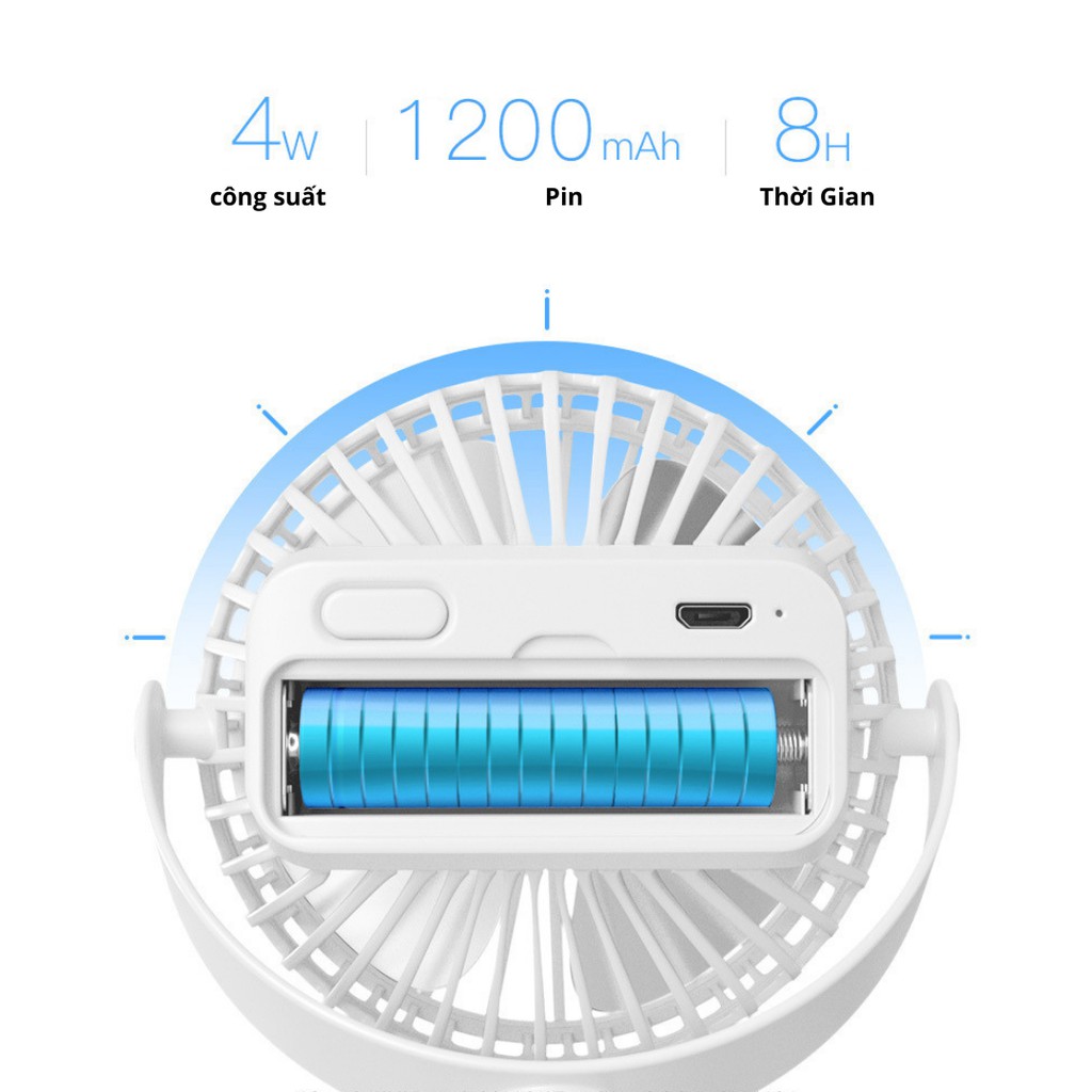 Quạt Mini | Quạt Kẹp Bàn Thích hợp cho dân Văn Phòng, Xoay 360 độ, Kẹp chắc chắn – Siêu Mát - Quạt tích điện mini | BigBuy360 - bigbuy360.vn