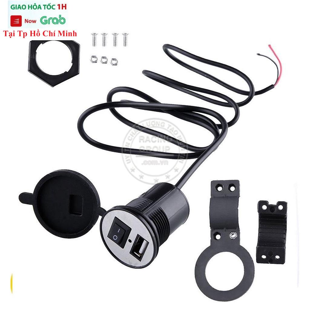 Sạc Điện Thoại Gắn Xe Máy Chống Nước Có Công Tắc Gắn Ghi Đông Xe Hoặc Dàn Áo