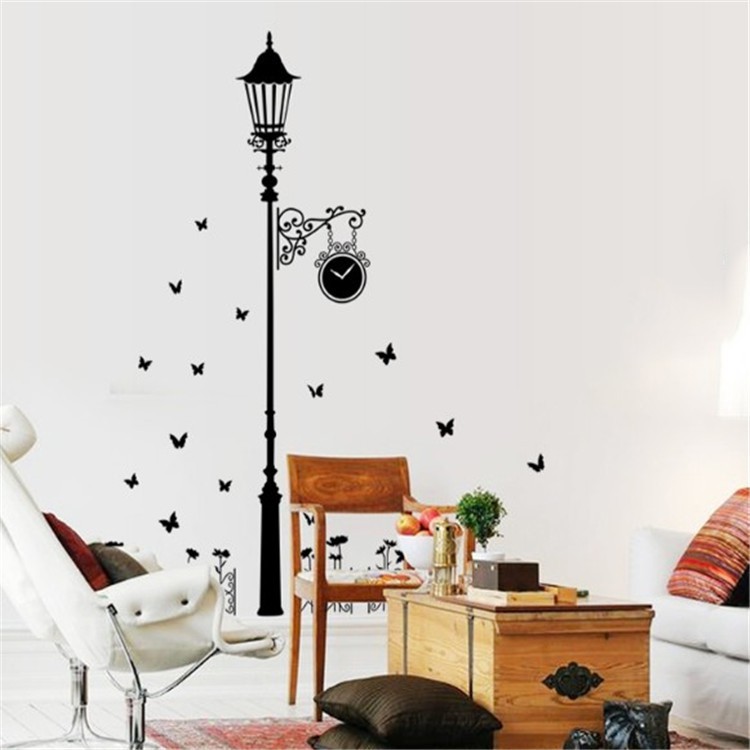 Decal Dán Tường Hình Trụ Đèn Đường - Trang Trí Decor Phòng Ngủ - Trang Trí Dán Tường Phòng Khách - Min STORE