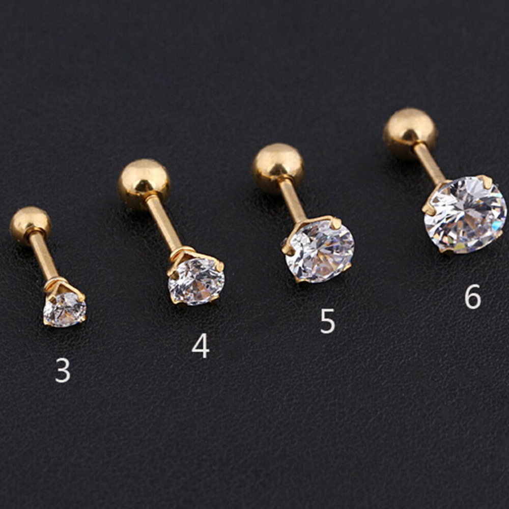 Earing Cz Prong Tragus Cartilus Stud Earring Ear Ring Stainless Steel