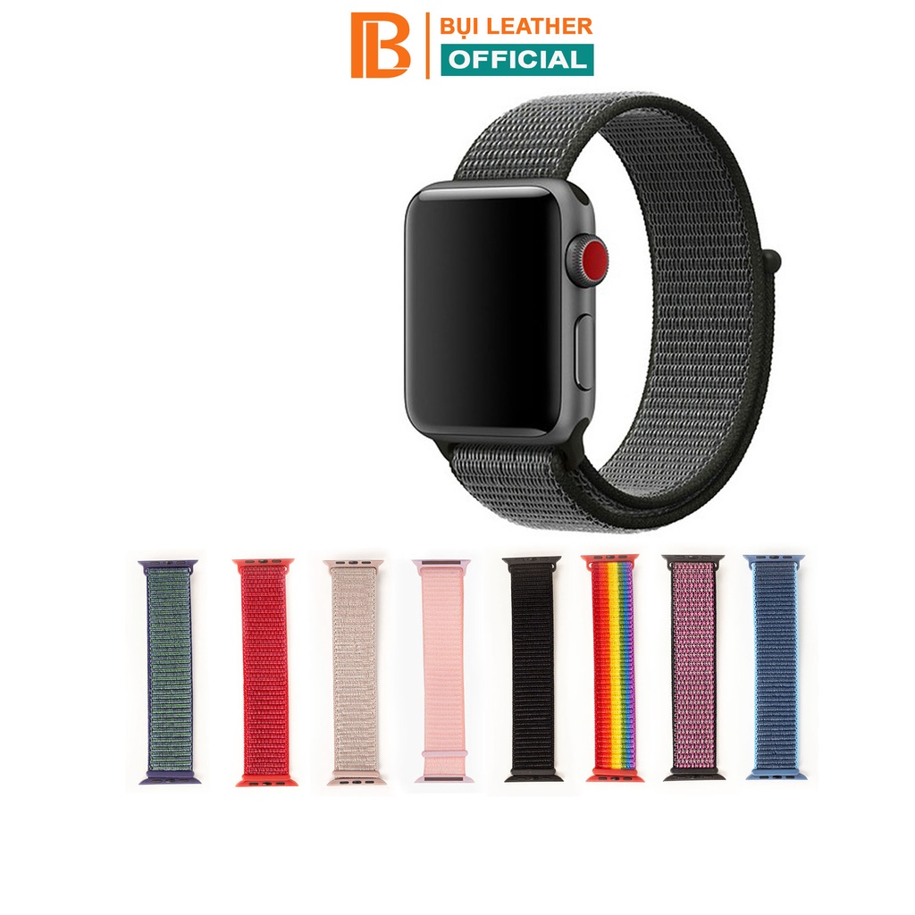 Dây apple watch Bụi Leatther - D127, chất liệu lynon cao cấp, apple watch series 3, 4, 5, 6, SE, size 38-40-42-44mm