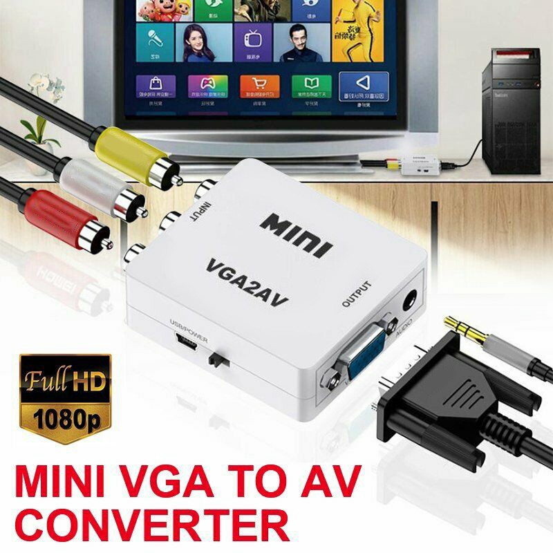 Bộ Chuyển Đổi Vga Sang Av Mini Hỗ Trợ 1080p Vga2Av