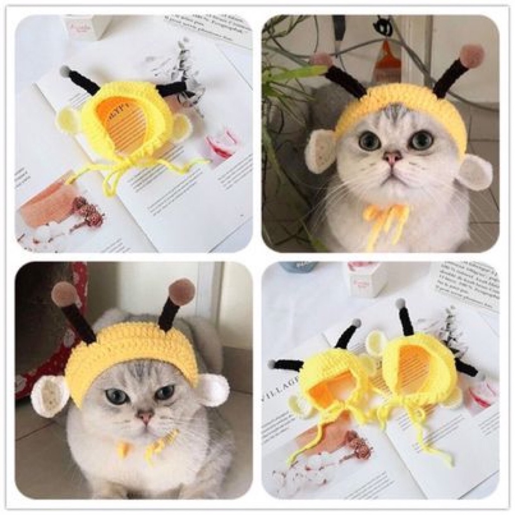 Mũ/nón phụ kiện móc len cho chó mèo cosplay con sâu