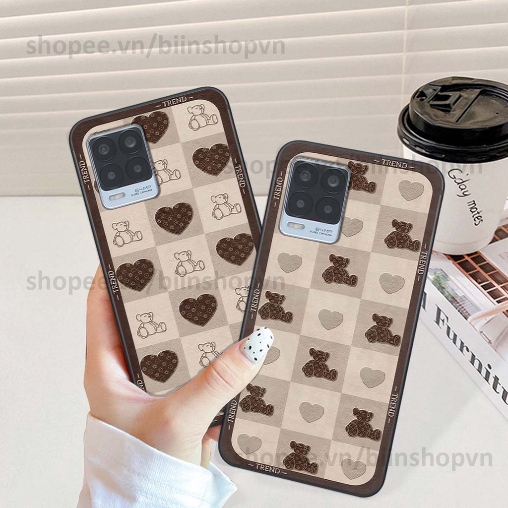 Ốp Realme 8 caro trái tim nhiều màu sắc, đầy cá tính, khẳng định phong cách