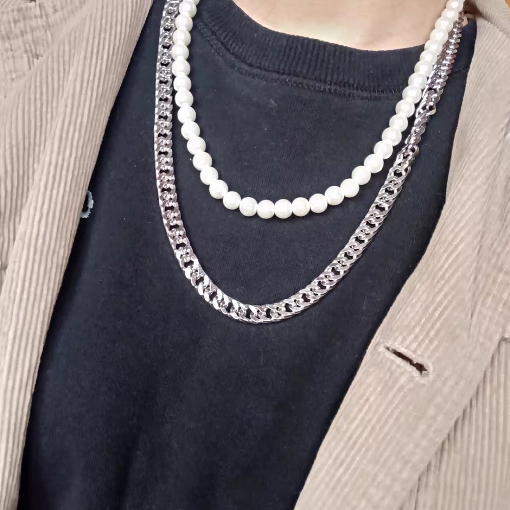 Vòng cổ Đeo Hông Đính Ngọc Trai Phong Cách Hip Hop Hàn Quốc Mới Cho Nam Và Nữ