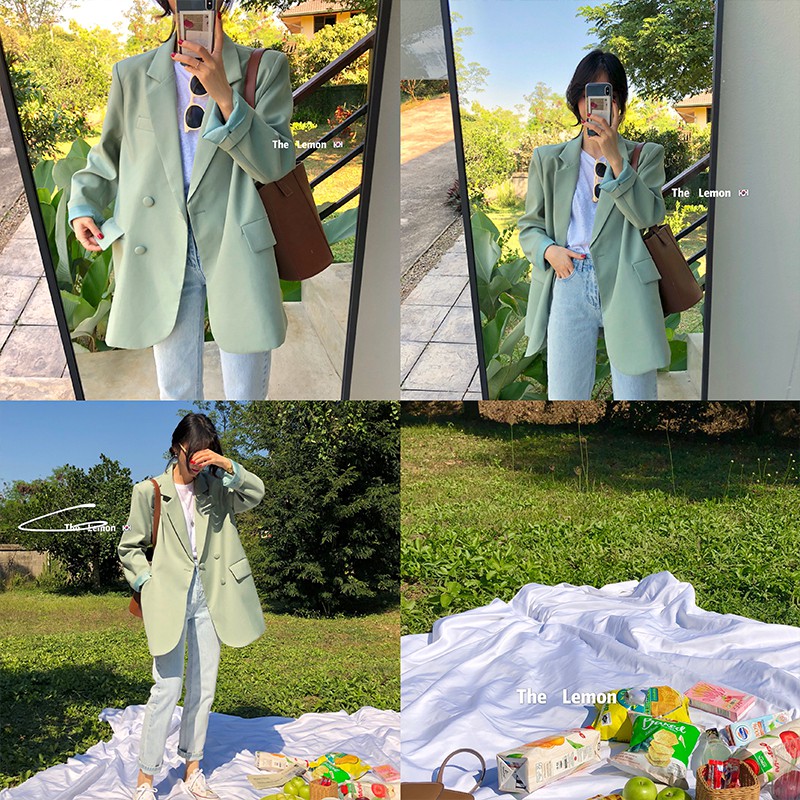 【Trong kho】Áo khoác blazer tay dài dáng rộng dễ phối đồ kiểu dáng thời trang cho nữ | BigBuy360 - bigbuy360.vn