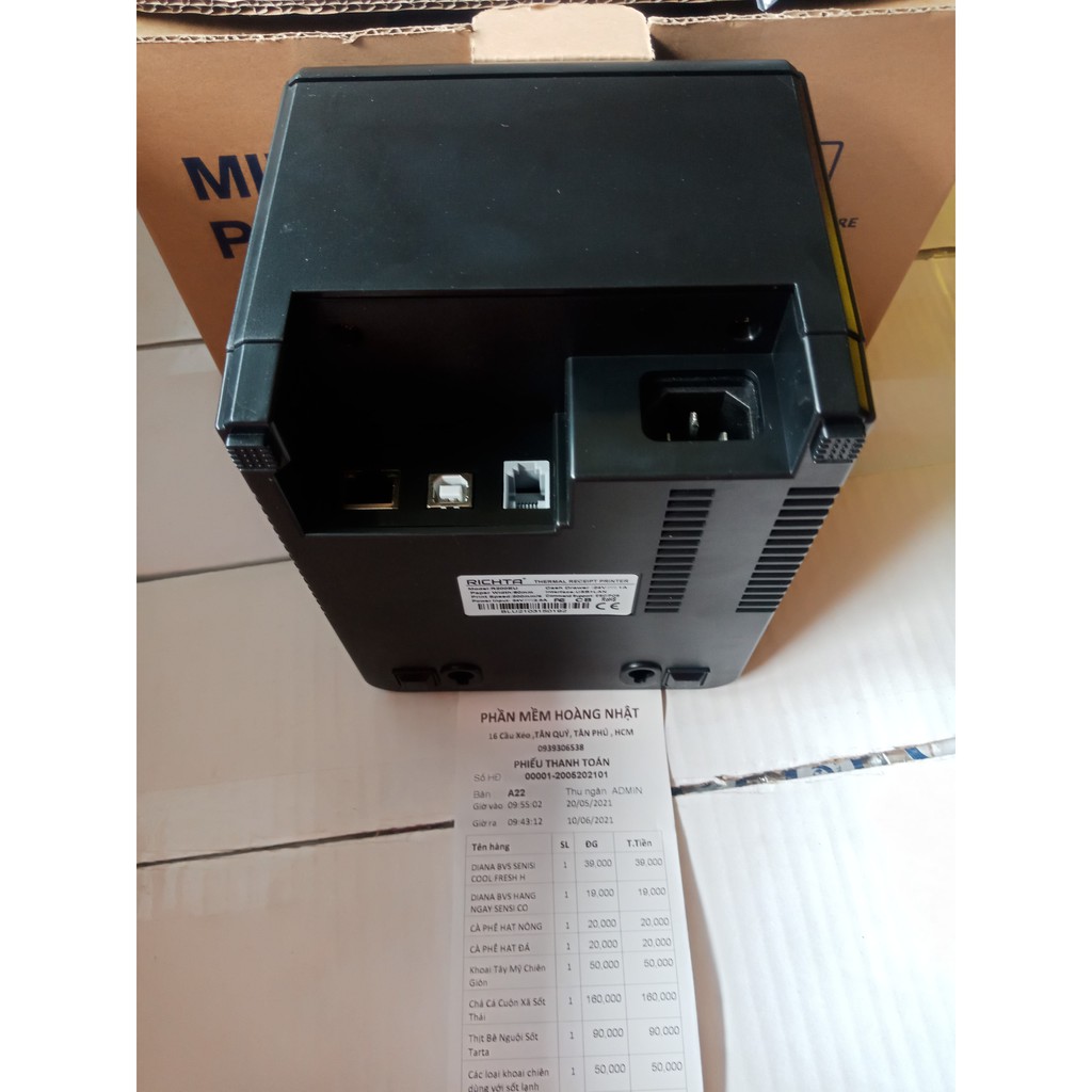 Máy in bill k80 Richta RI-R200EU kết nối LAN + USB, USB, LAN dùng để in hóa đơn tính tiền, in nhiệt khổ 80mm