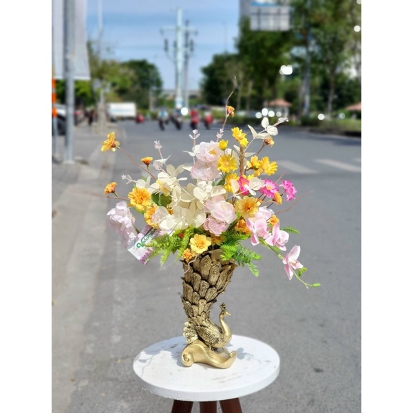 Bình hoa composite, phong thủy, bình con công, decor, trang trí, quà tặng sinh nhật, tân gia, bình hoa giả, công 3