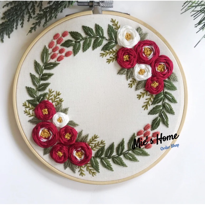 Bộ kit Gói Nguyên liệu tự thêu tranh Hoop trang trí Giáng Sinh DIY thêu tay thủ công Christmas Embroidery - Mie Handmade