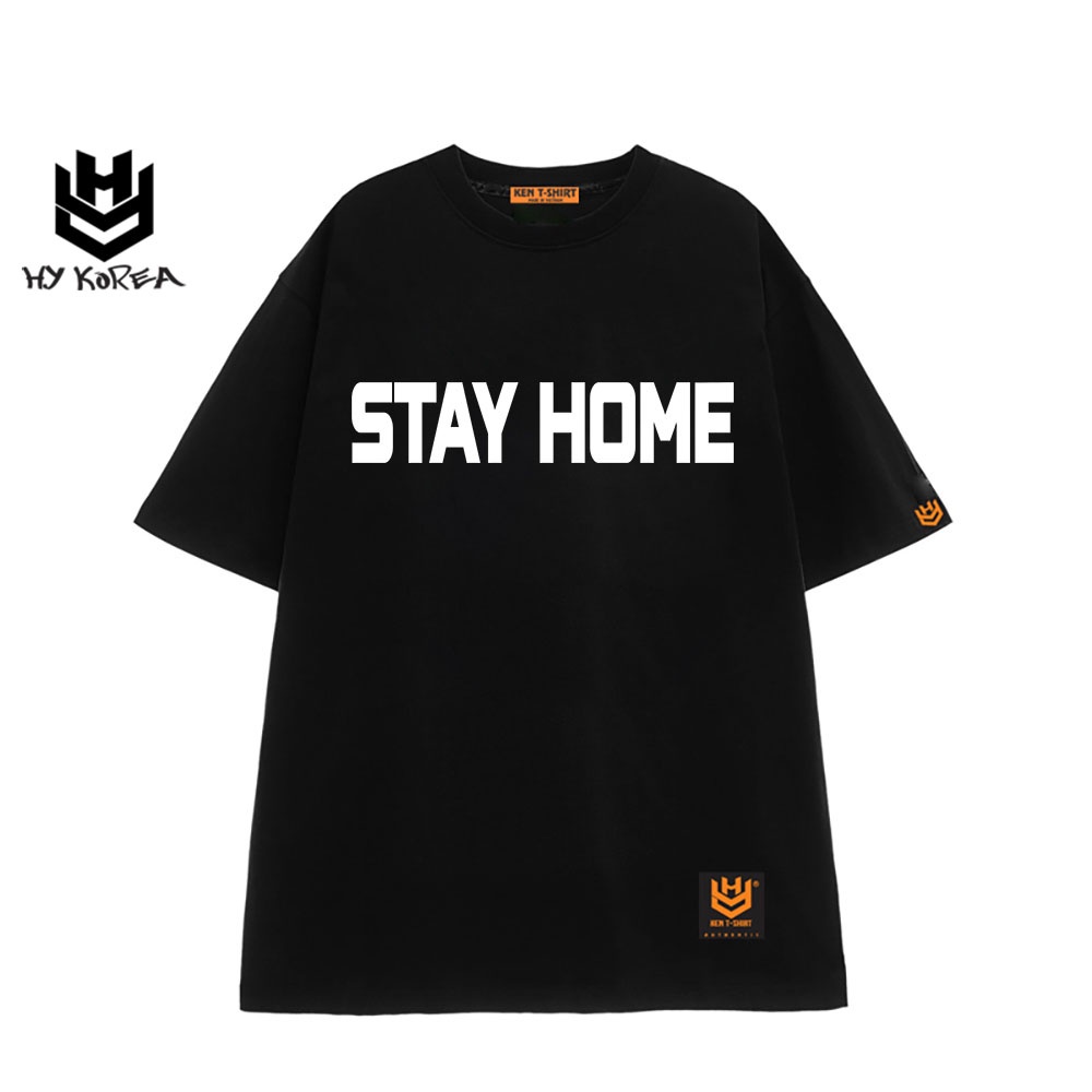 Áo thun nam nữ HY KOREA unisex tay lỡ form rộng oversize streetwear  StayHome 298.