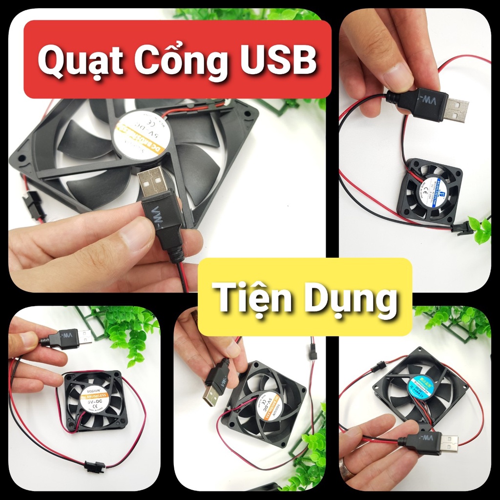 Quạt tản nhiệt cổng USB 5V nhiều kích thước 4CM 5CM 6CM 7CM 8CM 9CM 12CM Quạt 5V cho các thiết bị wifi tivibox game