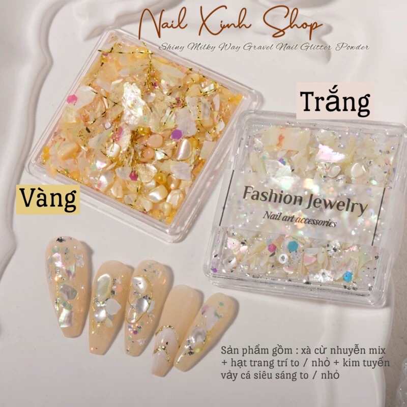 Xà cừ nail vân đá ,phụ kiện trang trí móng tay màu mới , siêu mỏng