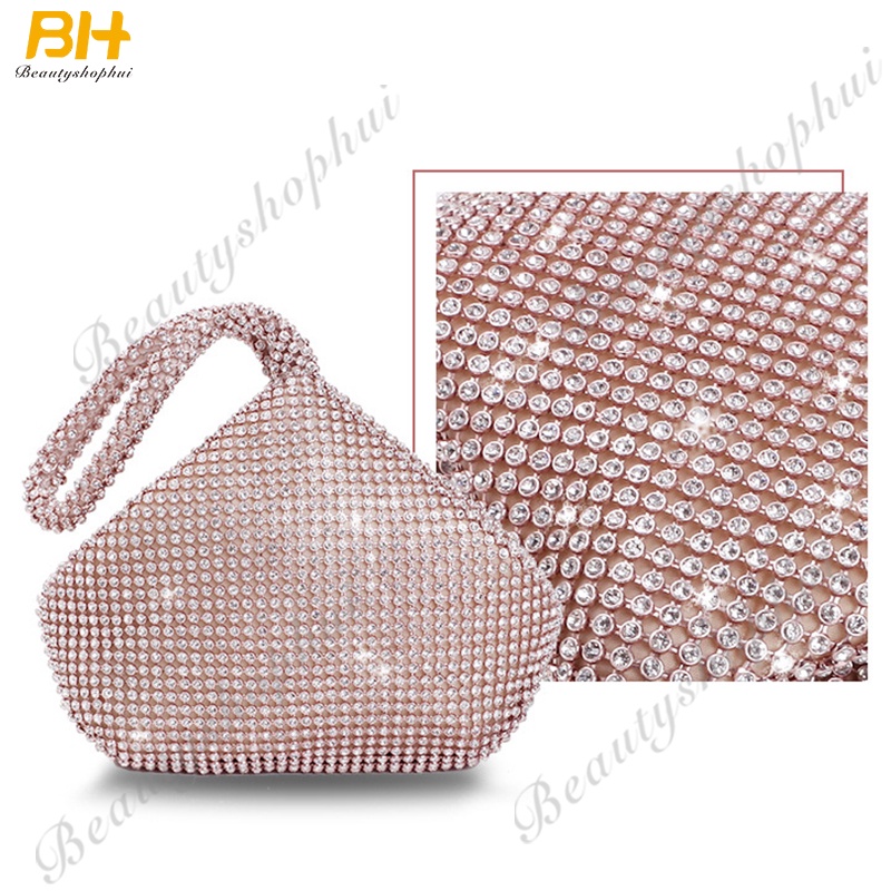 Ví cầm tay mini hình giọt nước đính đá giả kim cương sang trọng