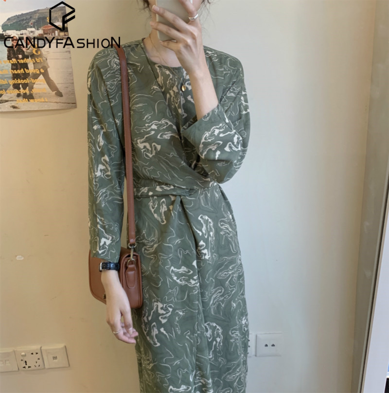 Đầm Hoa Phong Cách Retro Hàn Quốc Xinh Xắn Cho Nữ