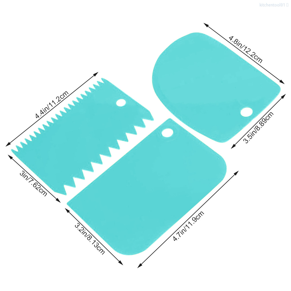 Bộ 3 Dụng Cụ Vét Kem Làm Bánh Màu Xanh Dương Bằng Nhựa Diy 01