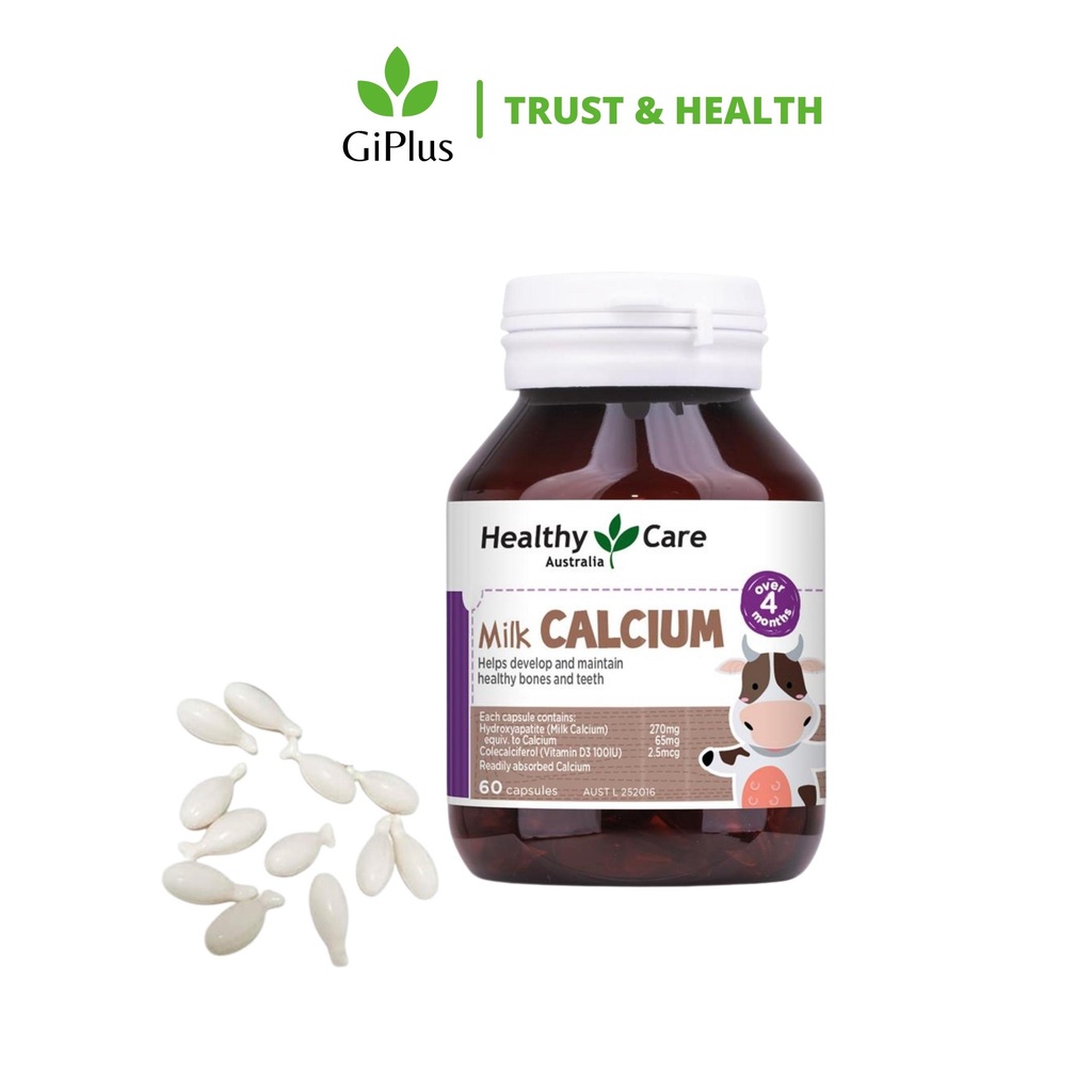 Viên Uống Bổ Sung Canxi Và Vitamin D3 Cho Bé Healthy Care Kids Milk Calcium (60 viên/Lọ)