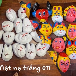 Mặt nạ giấy bồi trắng cho các bé tự vẽ-mặt nạ dân gian Trung thu