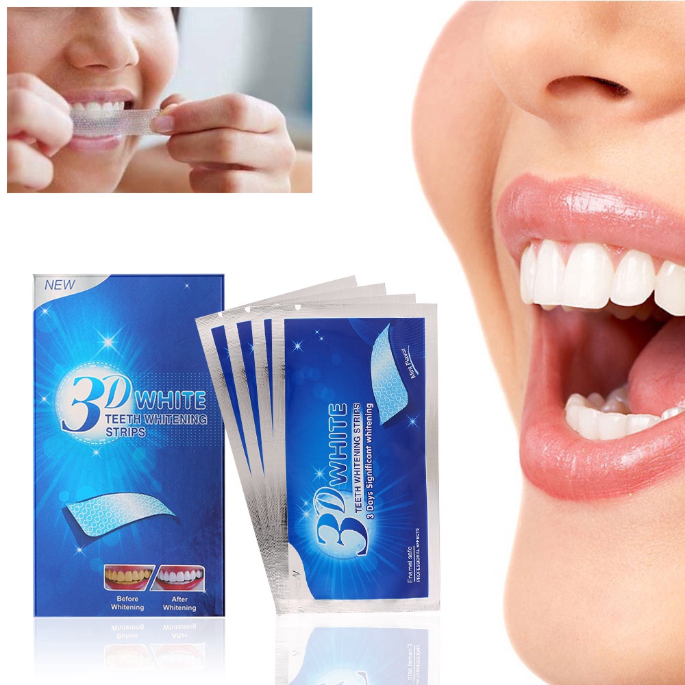 Full hộp 7 cặp - 14 miếng dán trắng răng 5D White Teeth Whitening Strips