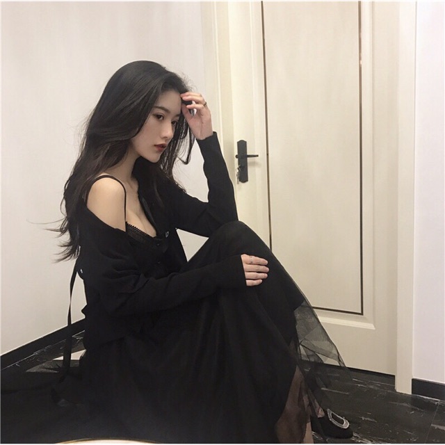 🔥CÓ SẴN || Đầm ren đen 2 dây style công chúa | BigBuy360 - bigbuy360.vn