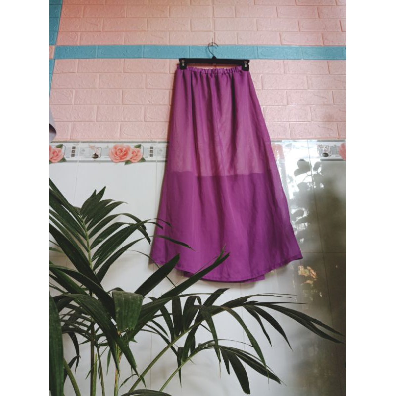 Chân váy voan màu tím xẻ tà siêu đẹp hàng secondhand freesize