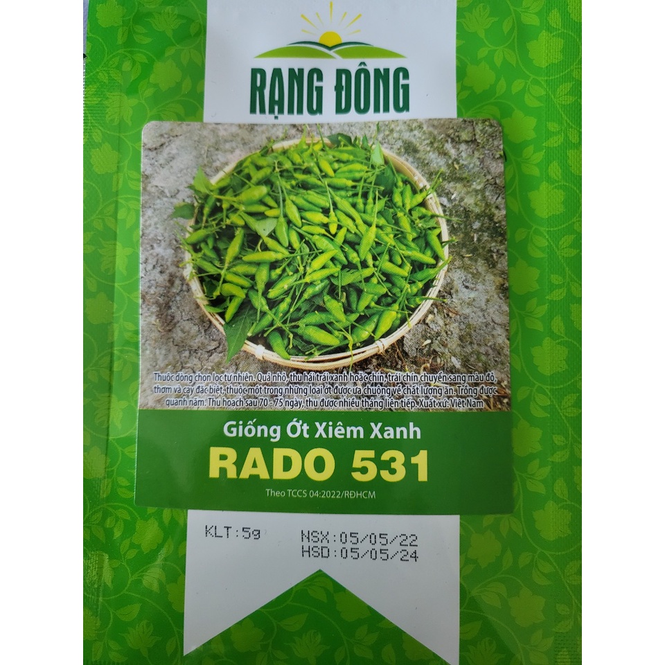 Hạt Giống Ớt Xiêm Xanh RADO 531 gói 0,2g-5g