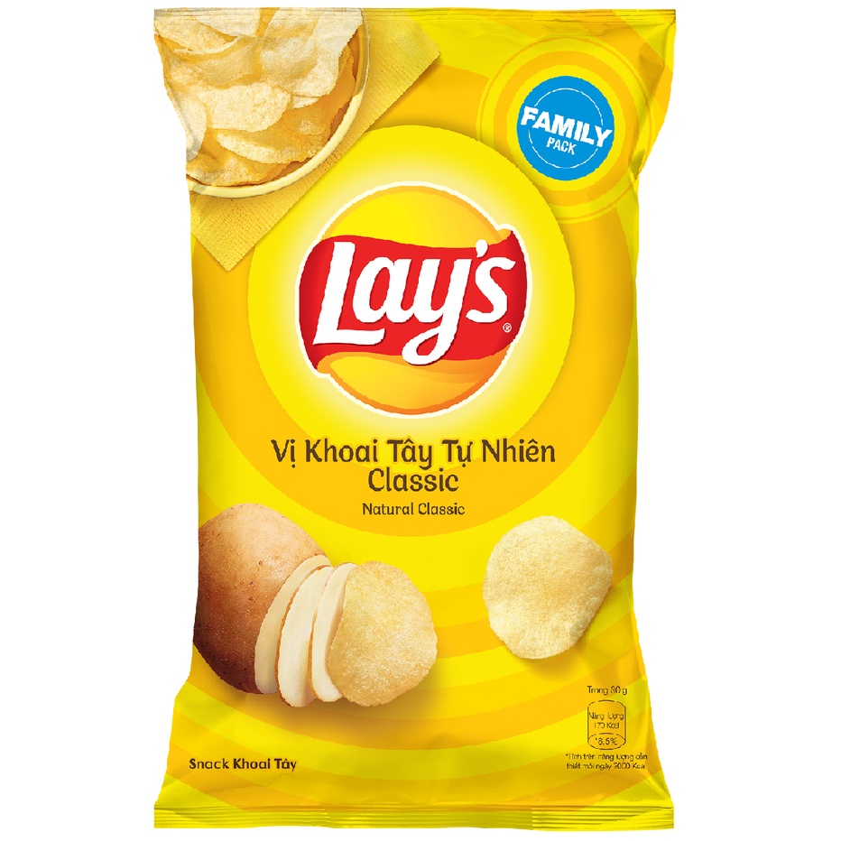 Combo 5 Snack Khoai Tây Lay's vị Khoai Tây Tự Nhiên gói 150g