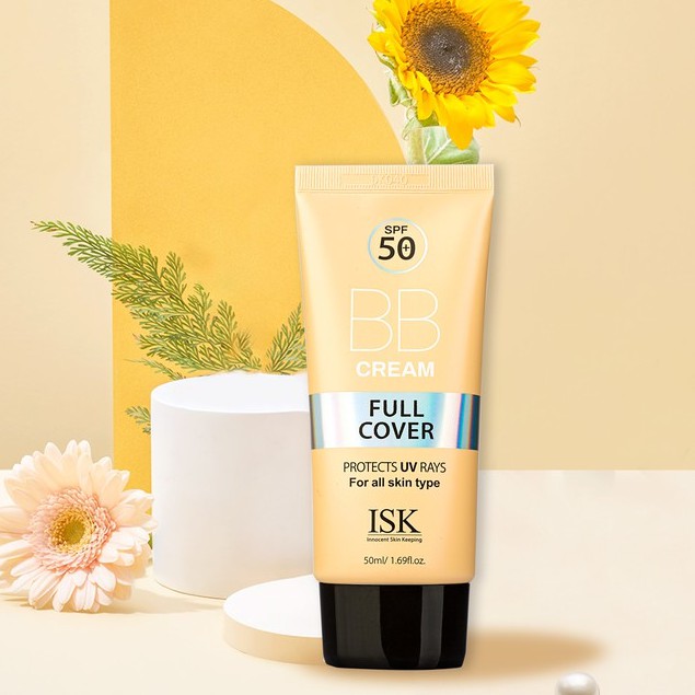 Kem Nền Trang Điểm ISK  Full Cover BB Cream SPF 50+/PA+++ 45ml, Che Phủ Tuyệt Đối, Kiềm Dầu Lâu Trôi