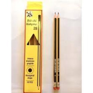 Bút chì gỗ 2b kahyma - hộp 10 cây - ngòi mềm có tẩy dành cho học sinh - bút chì 2b lục giác