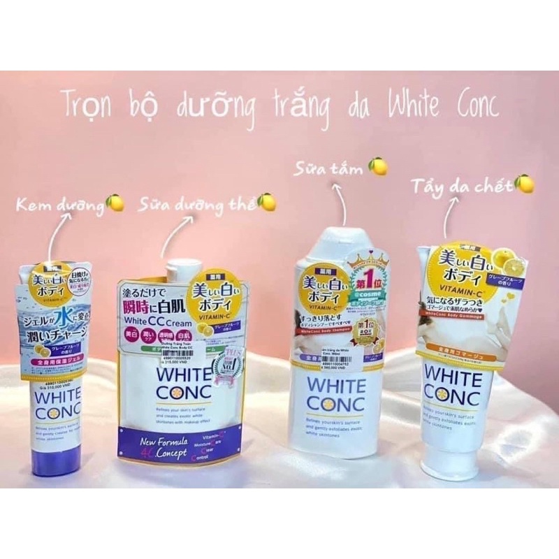 [Hàng _ Nhật]  Kem Dưỡng Trắng Da Toàn Thân Ban Ngày White Conc White CC Cream 200G