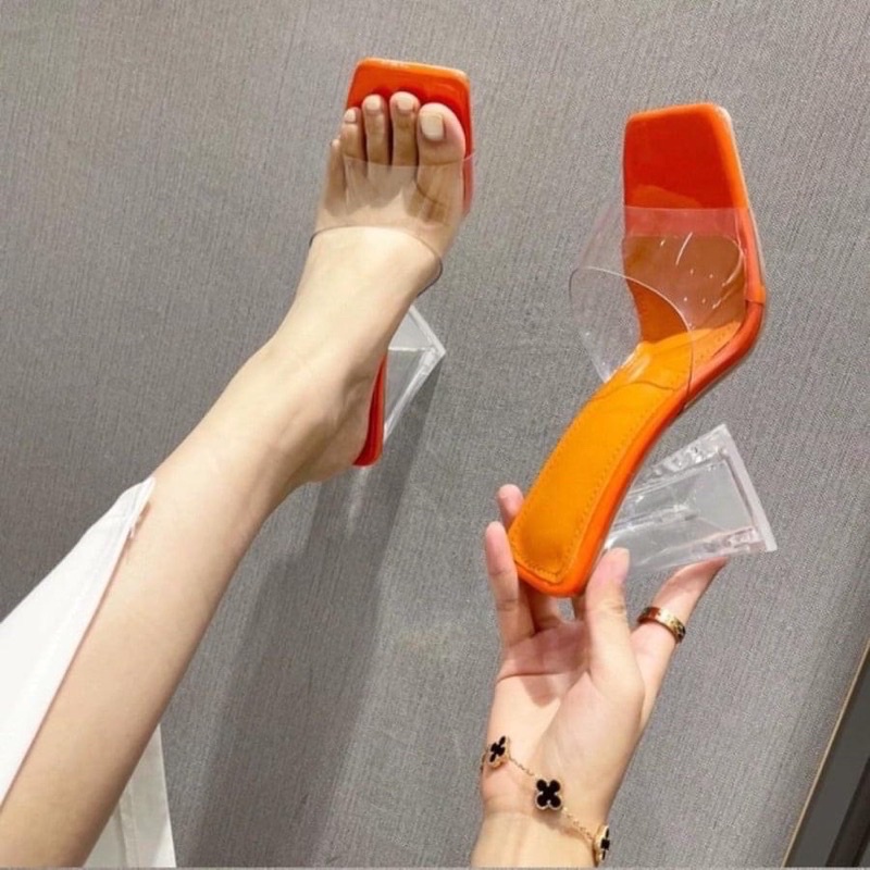 giày gót Mika bản quai trong gót tam giác cao 9cm da bóng cực xinh xắn hót 2022.
