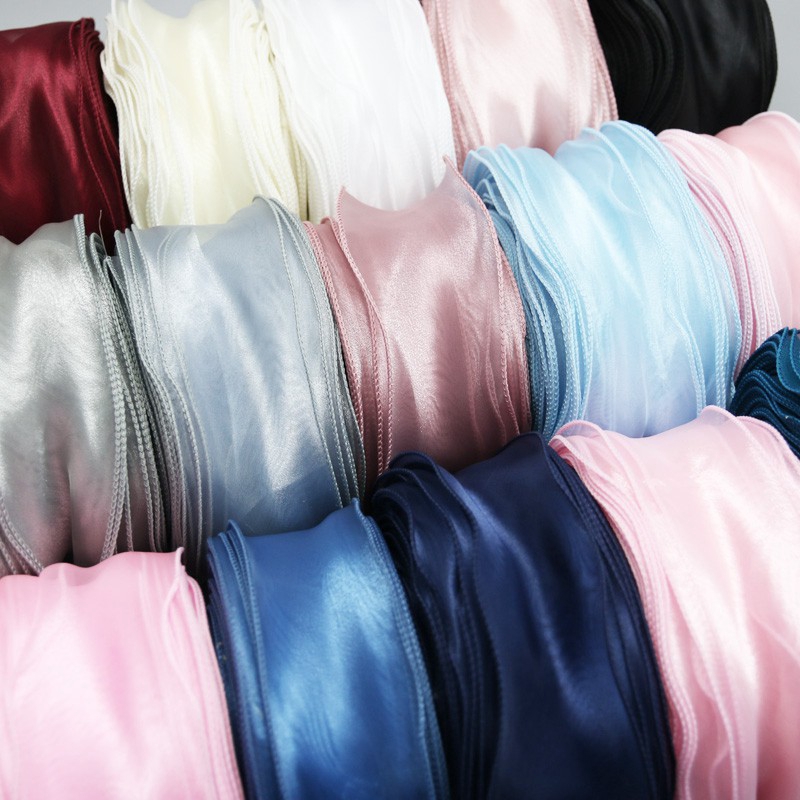 Dây ruy băng vải lụa organza nhiều kích cỡ 25/5 yards đa dạng màu tuỳ chọn dùng để làm đồ thủ công tiện lợi