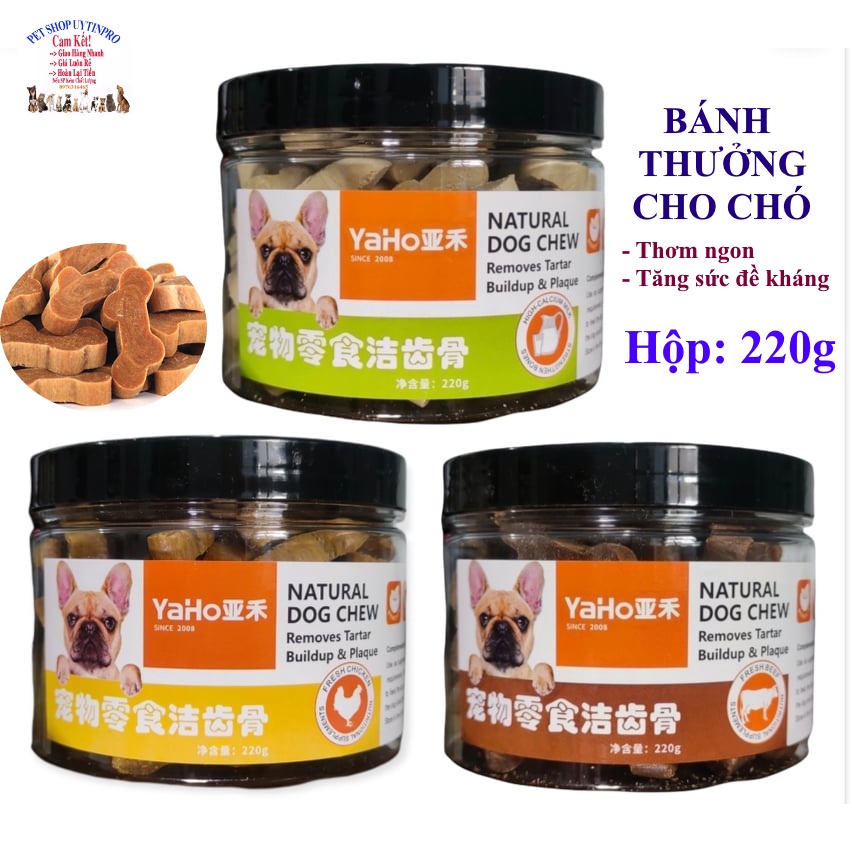 Bánh thưởng cho Chó Yaho Natural Dog Chew Hộp 220g, Thơm ngon, Bổ sung dinh dưỡng, Tốt cho tiêu hóa, Tăng sức đề kháng