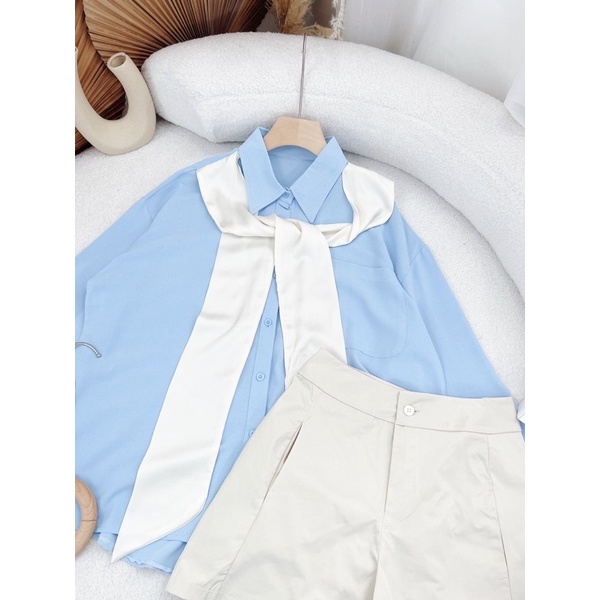 SÉT SMI CỔ NƠ KÈM SHORT KEM