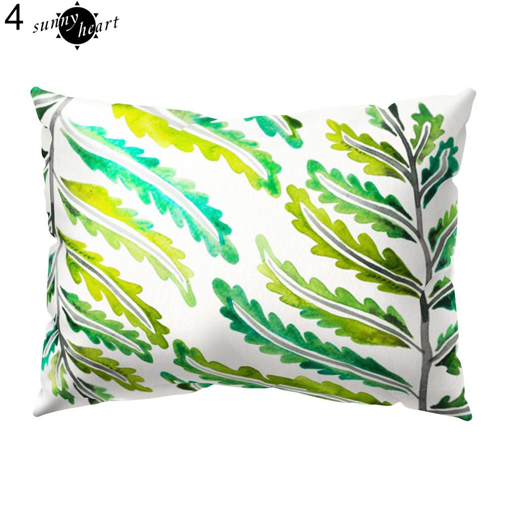 Áo gối khổ chữ nhật 30cm x 50cm in họa tiết lá cây nhiệt đới bắt mắt dùng để trang trí nội thất